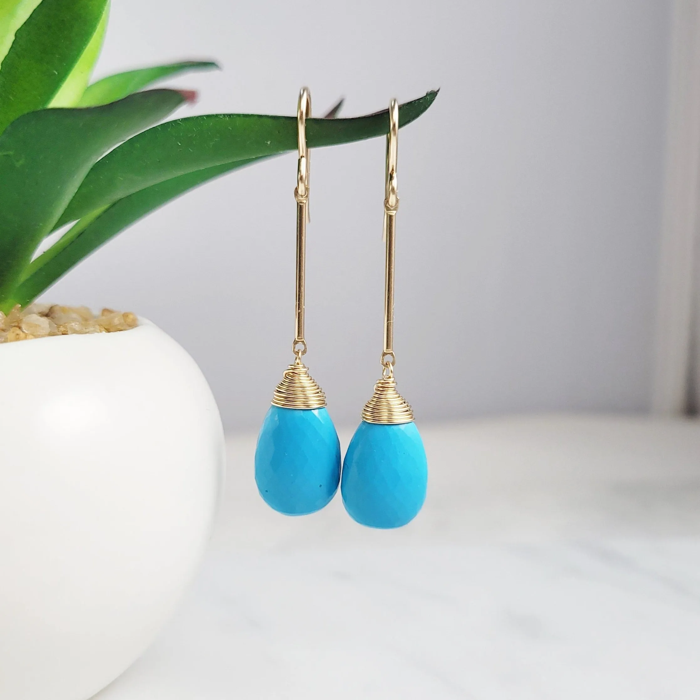 Turquoise Long Dangle Earrings