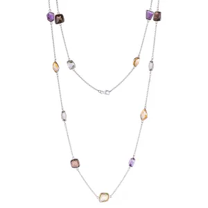 Vimla Multi Quartz Necklace, Sterling Silver