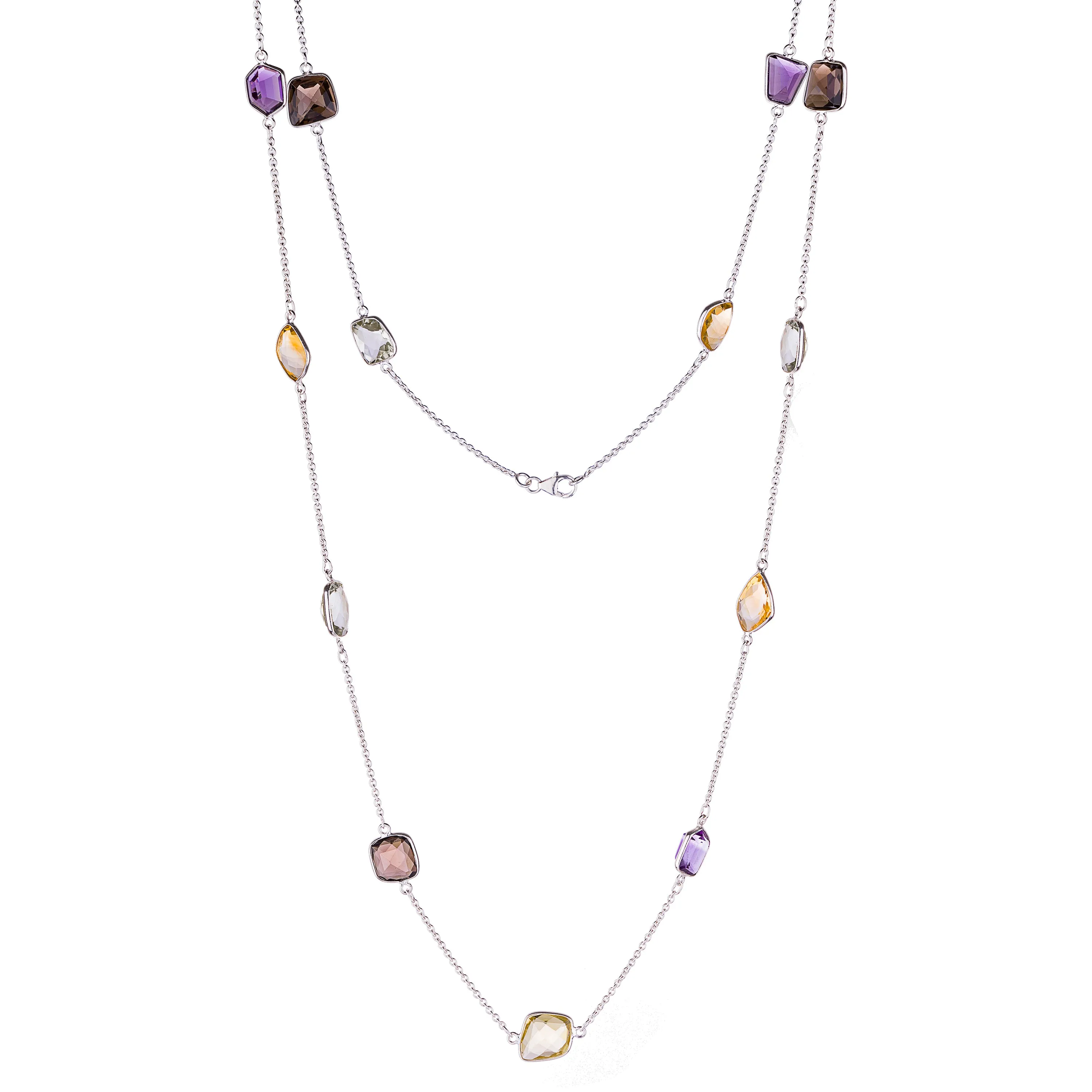 Vimla Multi Quartz Necklace, Sterling Silver